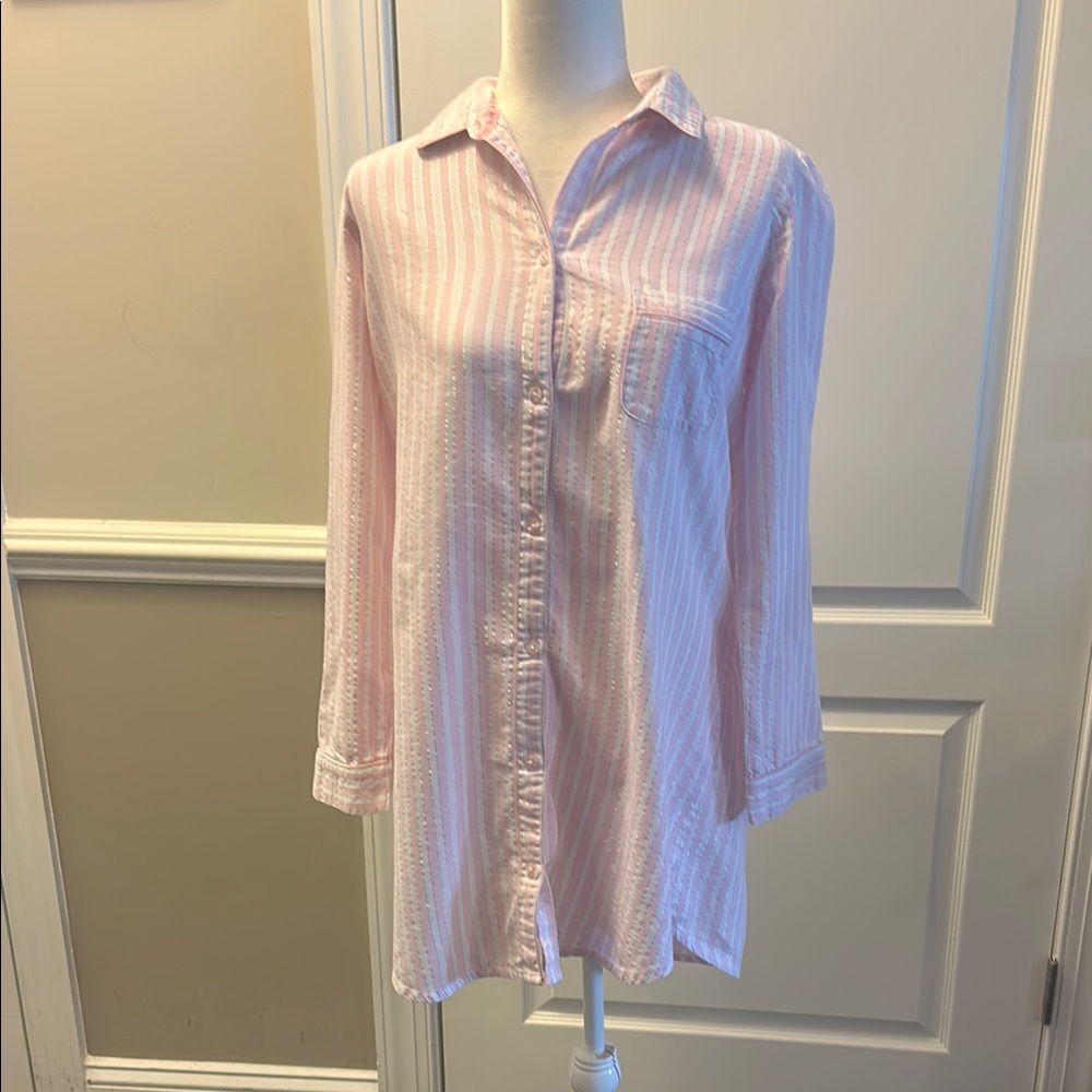 Victoria's Secret Pink and Silver Striped Shirt